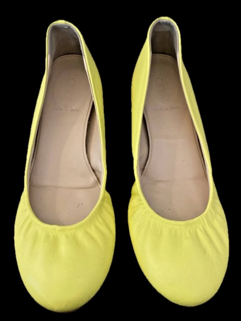J Crew Cece Ballet Flats Shoes Made In italy Leather 6 Yellow